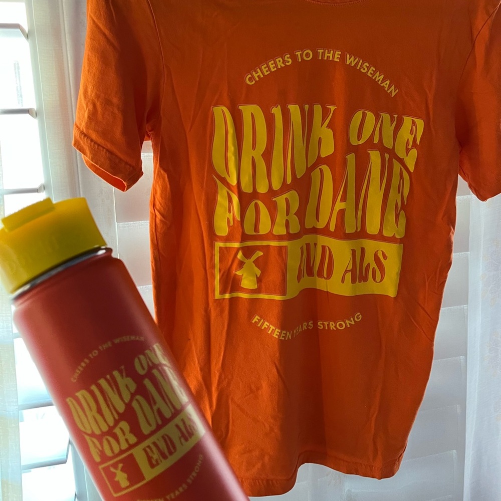 Dutch bros drink one for Dane t shirt and water bottle bundle !